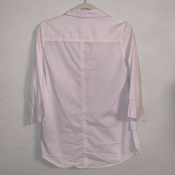 Zac & Rachel White Button Down Ruffle 3/4 Sleeve Women’s Shirt Size S - Picture 2 of 9